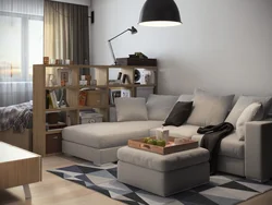 Дизайн интерьера гостиной с кроватью и диваном