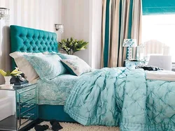 Combination Of Turquoise Color With Other Colors In The Bedroom Interior