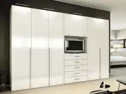 Wall cabinets in the living room photo