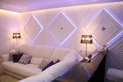 LED strip on the ceiling in the bedroom photo
