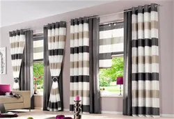 Curtains with eyelets in the bedroom interior
