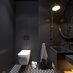 Bathroom design with black toilet and sink