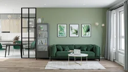 Зеленый цвет дивана в интерьере гостиной фото