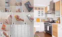 Как поклеить плитку на кухне фото