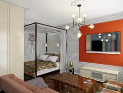 Bedroom area in studio design