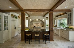 Columns in the kitchen interior photo