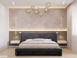 Decorative plaster in the bedroom design photo