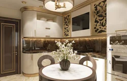 Kitchen interior white gold