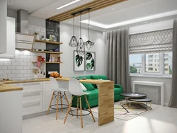 Дизайн студии 40 кв м с кухней