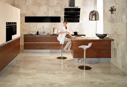 Porcelain tile flooring in the kitchen interior