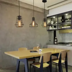 Loft style lamps in the kitchen interior