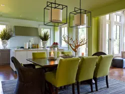 Green chairs in the kitchen interior