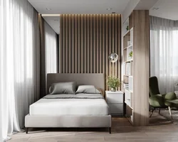 Bedroom interior design with slats