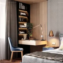 Bedroom interior design with slats