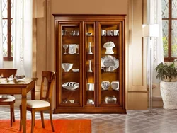 Modern cabinets for dishes in the living room photo