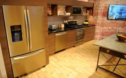 Refrigerator color in kitchen interior photo