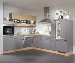 Сочетание серого цвета с бежевым в интерьере кухни фото