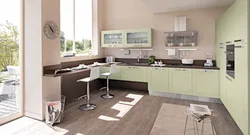 Combination Of Gray And Beige In The Kitchen Interior Photo