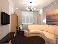 Дизайн узкой гостиной с угловым диваном