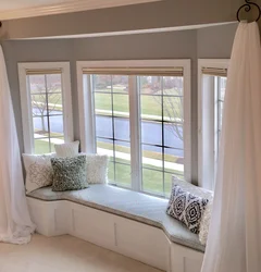 Window sill in the bedroom interior