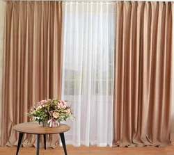 Curtains for a brown living room photo