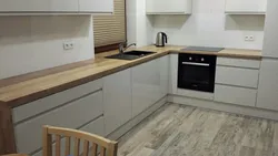 Countertop сафолии дуб дар дохили ошхона акс