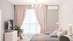 What curtains will suit light wallpaper in the bedroom photo