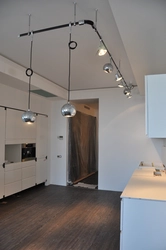 Track lamp for suspended ceiling photo in the kitchen interior