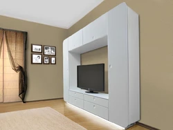 Modern bedroom walls with TV photo