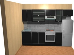 Kitchen Straight 5 Meters Design With Refrigerator