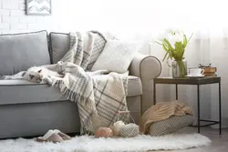 Plaid in the living room interior