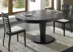 Круглый стол на кухню раздвижной на одной ножке фото