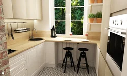 Дизайн маленькой кухни с подоконником