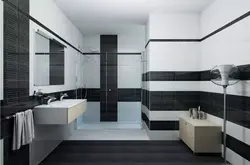 Bath Design With Black And White Floor