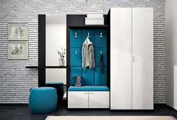 Hallway wardrobe with seat and mirror photo