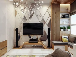 Living Room With TV On The Wall Design Photo In The Interior