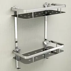 Stainless steel shelves for bathtub photo
