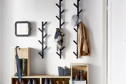 Wooden shelf for hallway photo