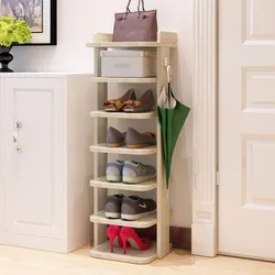 Wooden shelf for hallway photo