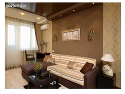 Living room interior with beige ceiling