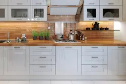 Dairy kitchen with wooden countertop photo