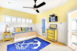 Bedroom interior yellow blue