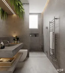 Бетонный интерьер ванной
