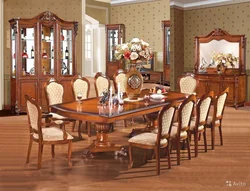 Large dining table in the living room photo