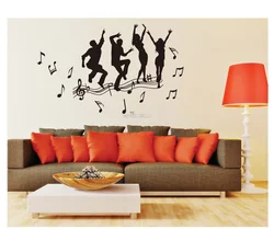 Wall stickers in the living room interior