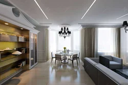 Light lines in the kitchen living room design