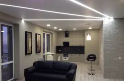 Light lines in the kitchen living room design