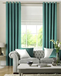 Emerald curtains in the living room real photos