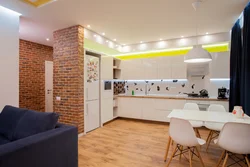 Kitchen design with a niche in the wall in the corner