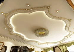 Потолок фигурный в гостиной дизайн